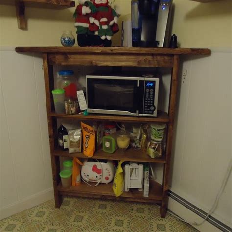 Custom Rustic Kitchen Corner Shelf And Microwave Stand By Coopers