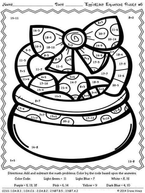 Easter Math Color By Numbers Coloring Pages Sketch Coloring Page