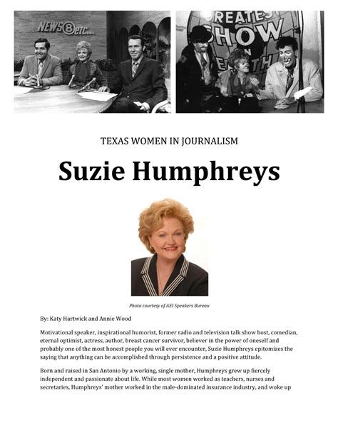 Texas Women In Journalism Suzie Humphreys Page 1 Of 3 The Portal