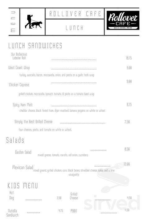 Rollover Cafe Menus In Wells Maine United States