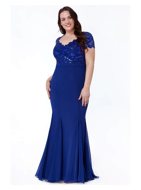 Abbey Royal Blue Chiffon Sequin Embellished Maxi Dress Plus Size