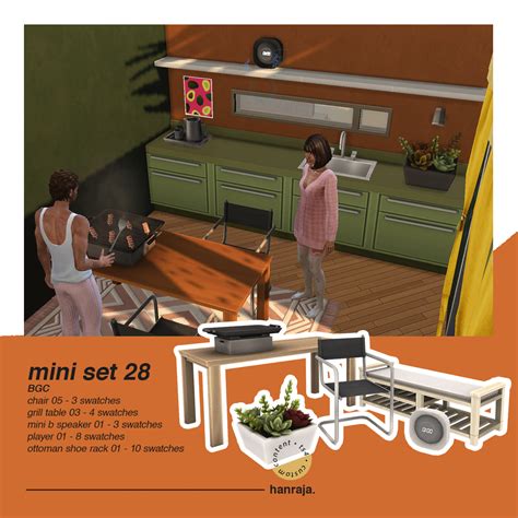 Mini Set 28 Hanraja On Patreon Grill Table Sims 4 Collections Sims