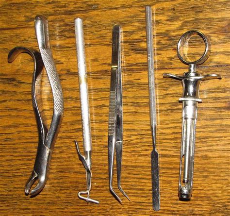 A Group of Five Vintage Dental Tools or Instruments from ...