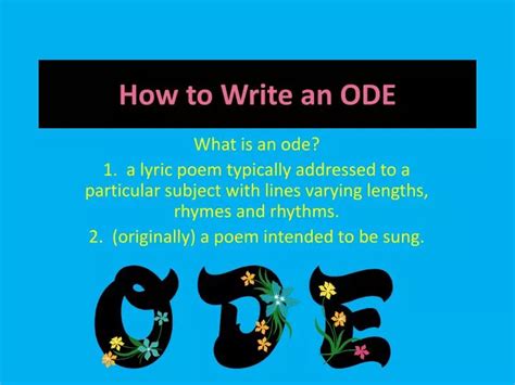 How To Write An Ode Poem Template