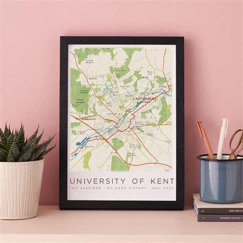 Canterbury Map Print University Of Kent Graduation T
