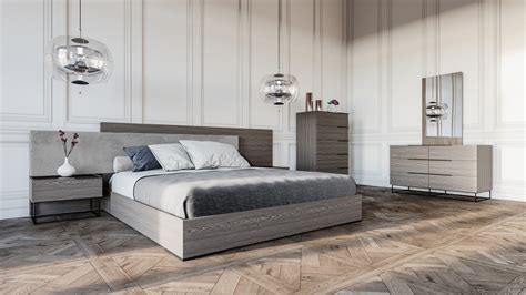 The chest and dresser each have 6 our complete kate grey bedroom set includes your choice of a king or queen bed, the dresser. Nova Domus Enzo Italian Modern Grey Oak & Fabric Bedroom Set