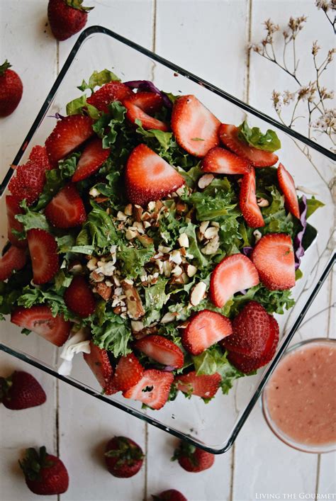 Kale Salad With Strawberry Vinaigrette Living The Gourmet Recipe
