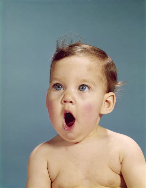 1960s Baby Portrait Mouth Wide Open Shocked Facial Expression Posters