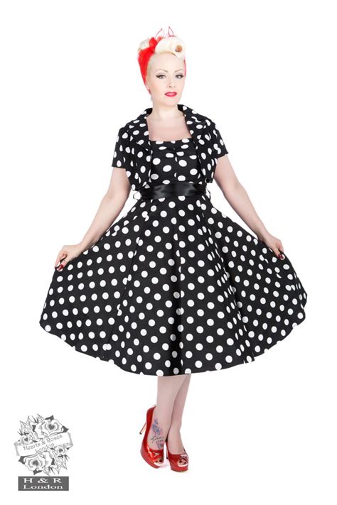 Avis Et Commentaires De Robe Boléro Pin Up Rétro 50s Rockabilly Handr London Pois Noir Blanc