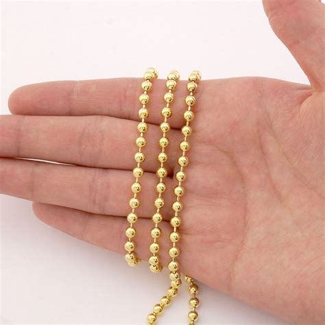 Solid 14k Yellow Gold 4mm Ball Beaded Chain Necklace 22 24 26 28 30