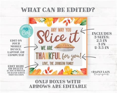 Any Way You Slice It Pie Tag Editable Appreciation Thankful Grateful T