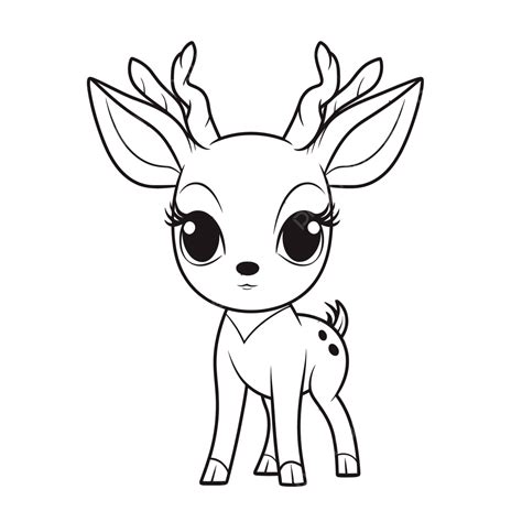 An Adorable Little Deer Coloring Page Outline Sketch Drawing Vector