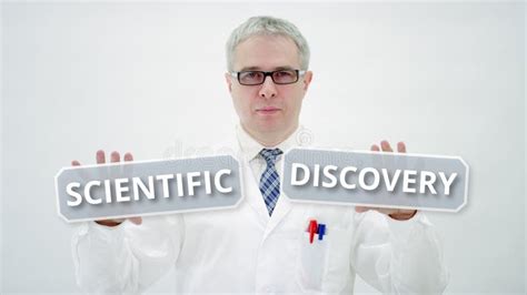 Scientist Combines Scientific Discovery Text On White Background Stock