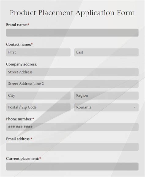 Free Product Placement Agreement Form Template