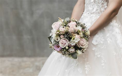 Download Wallpapers Wedding Bouquet Bride Roses White Dress Bouquet