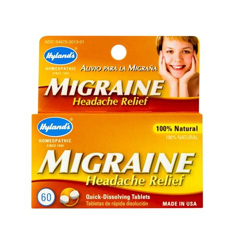 Hyland S Migraine Headache Relief Tablets Natural Relief Of Migraine Pain 60 Count Walmart