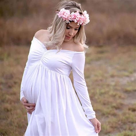 Pregnant Women Maternity Clothes Gown Photo Photography Prop Maxi Dress