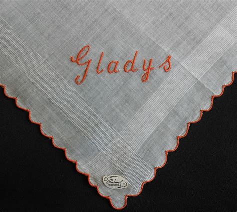 Gladys Monogram Vintage White Wedding Hanky Embroidered Etsy