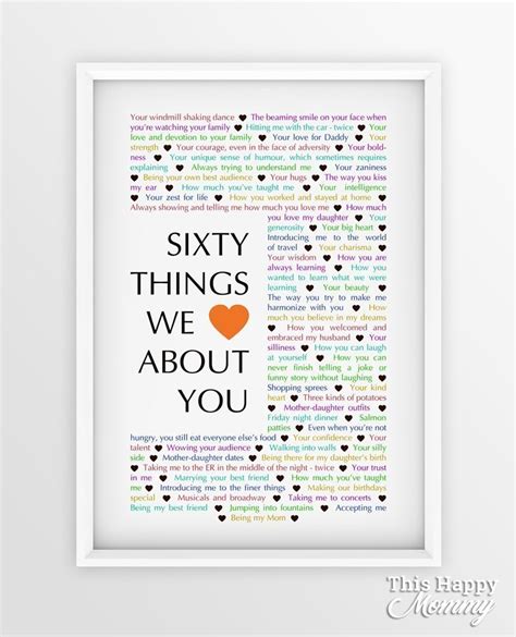 60 Things We Love About You The Best 60th Birthday T