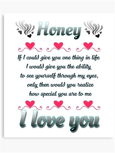 Valentines Day Honey I Love You Canvas Print By Rikitchi10 Redbubble