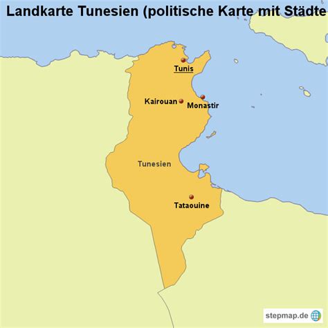 Landkarte Tunesien (politische Karte mit Städten) von ...