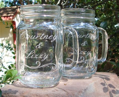 Set Of 2 Custom Etched Mason Jar Mugs Redneck Wine Glass Etsy