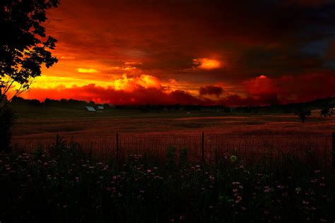 Country Farm Summer Evening Sunset The Sky Free Nature Pictures By