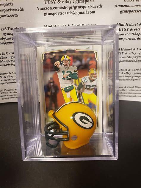 Aaron Rodgers Green Bay Packers Mini Helmet Card Display Collectible Case Auto Shadowbox