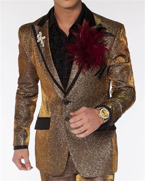 Fashion Suit New Lucio Gold Prom Wedding Gold Prom Suit Prom