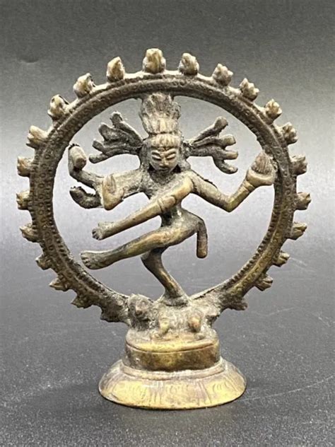 Vintage Hindu Lord Shiva Nataraja Cosmic Dance Brass Bronze Sculpture