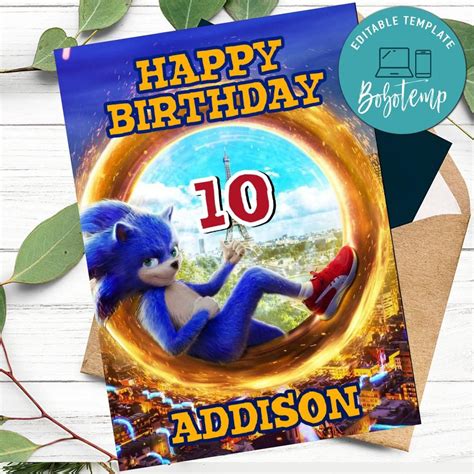 Sonic Hero Birthday Card For Kids To Print At Home Diy Createpartylabels