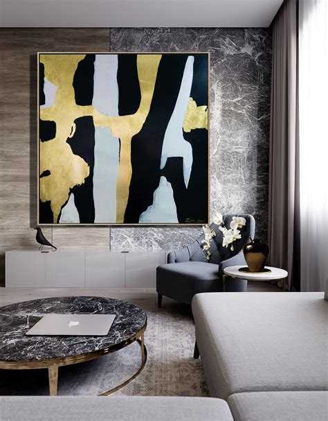 Ethereal Streaks Gold Leaf Art Abstract Painting Minimalism Art