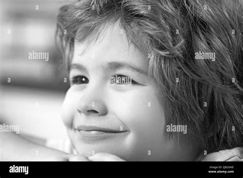 Beautiful Little Child With Red Hair Smiling Close Up Portrait Stock