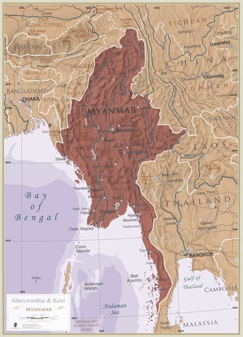 A Map Of India With The Major Cities And Rivers Labeled In Red Brown