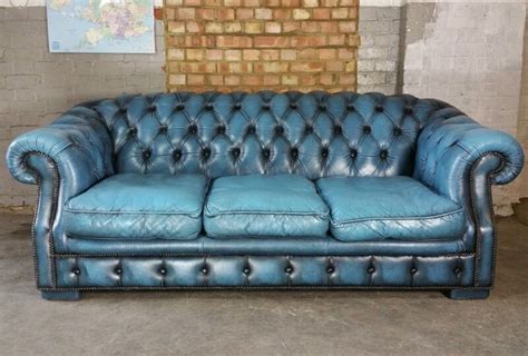 Shop the leather club chairs collection on chairish, home of the best vintage and used furniture, decor and art. Vintage Leather Chesterfield Sofa Blue Buttonback Couch ...