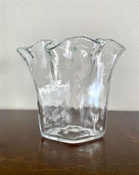 Ruffle Clear Glass Vase From Muurla Made In Finland Etsy