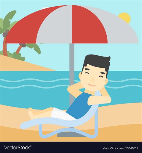 Man Relaxing On Beach Chair Royalty Free Vector Image
