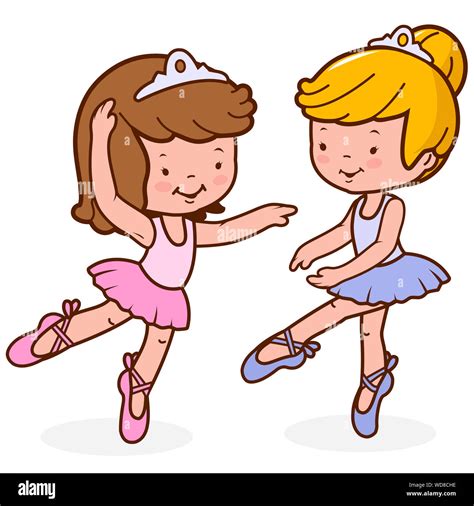 Illustration Of Two Cute Ballerina Dancer Girls Dancing Stock Photo Alamy