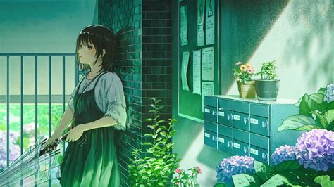 1600x900 Anime Girl Hd Alone Art 1600x900 Resolution Wallpaper Hd