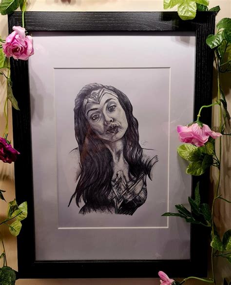 Gal Gadot As Wonder Woman Hand Drawn Portrait Art Print Etsy Uk