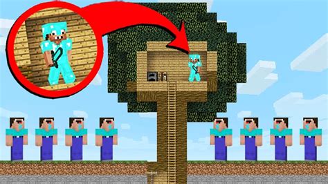 Noob Built A Secret Tree House In Minecraft Battle Youtube