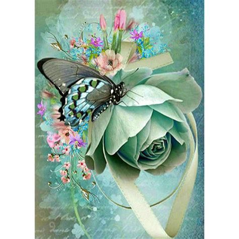 Diamond Painting 6d Full Round Drill Butterfly Rose