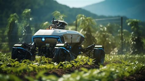 Premium Ai Image Smart Robotic Farmers In Futuristic Agriculture