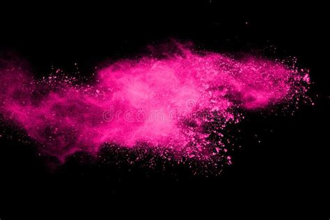 Pink Powder Explosion On Black Background Stock Image Image Of Bomb