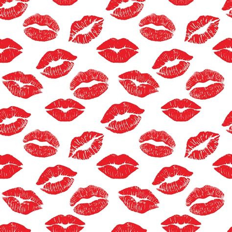 Lipstick Kiss Print Seamless Pattern Vector Female Sexy Lips Seamless Pattern Premium Vector