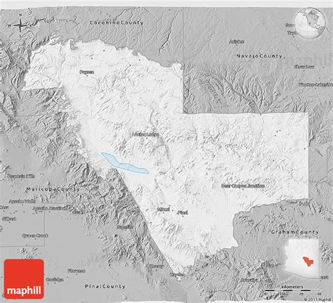 Gray 3d Map Of Gila County