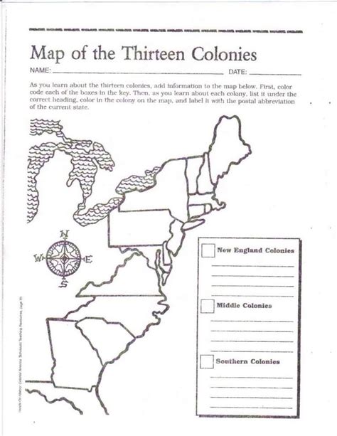 Label The 13 Colonies Worksheet