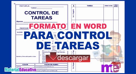 Formato En Word Para Control De Tareas 2017 Material Educativo