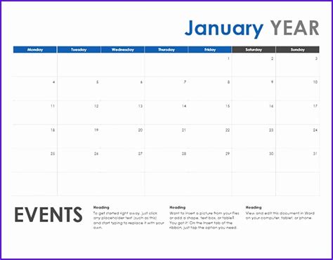 12 Excel Spreadsheet Calendar Template Excel Templates