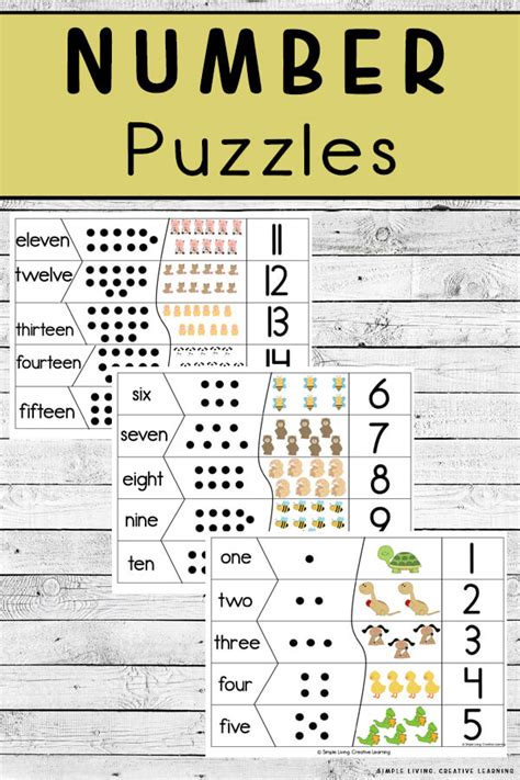 Free Printable Number Puzzles Simple Living Creative Learning